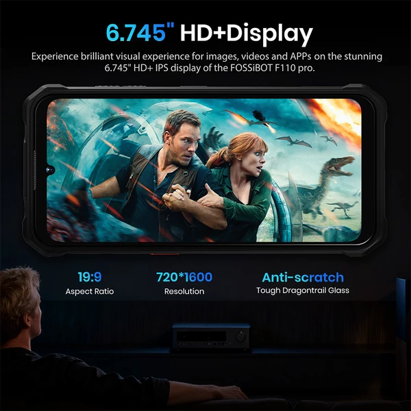 FOSSiBOT F110 Pro 5G strapabíró okostelefon, 20GB RAM, 128GB tárhely, 6.7" HD+ kijelző, 10000mAh akkumulátor, 50MP AI kamera - narancssárga