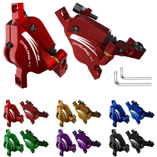 DYISLAND XT-7 hidraulikus tárcsafék készlet, bowdenes első-hátsó fék MTB / országúti / elektromos kerékpárhoz - piros