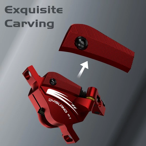 DYISLAND XT-7 hidraulikus tárcsafék készlet, bowdenes első-hátsó fék MTB / országúti / elektromos kerékpárhoz - piros