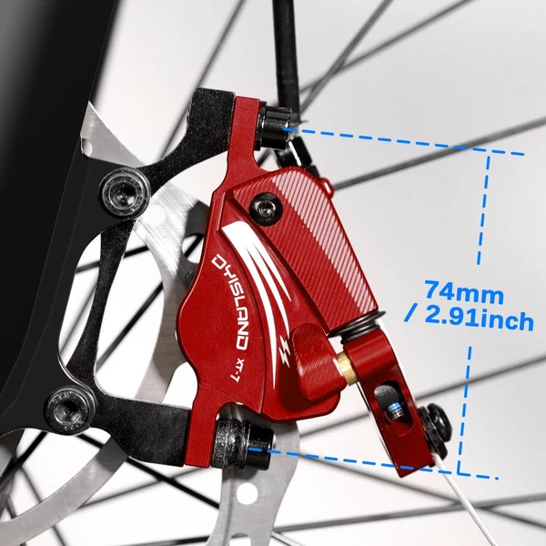 DYISLAND XT-7 hidraulikus tárcsafék készlet, bowdenes első-hátsó fék MTB / országúti / elektromos kerékpárhoz - Piros
