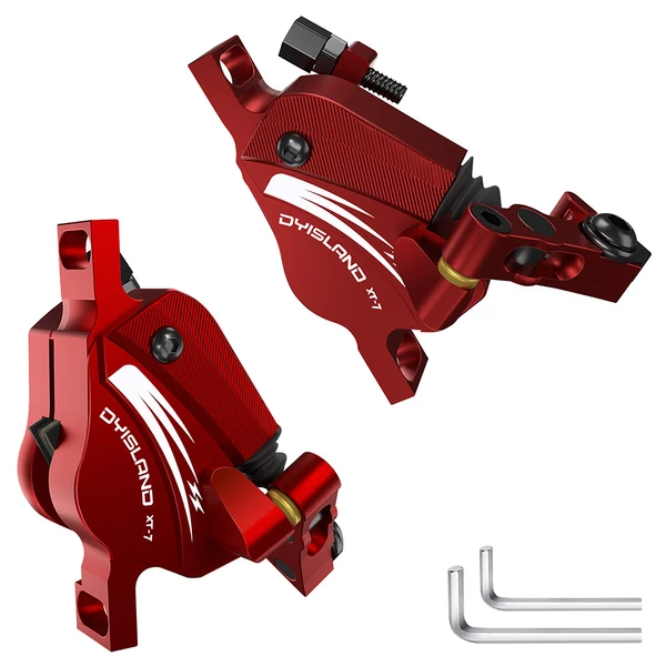 DYISLAND XT-7 hidraulikus tárcsafék készlet, bowdenes első-hátsó fék MTB / országúti / elektromos kerékpárhoz - Piros