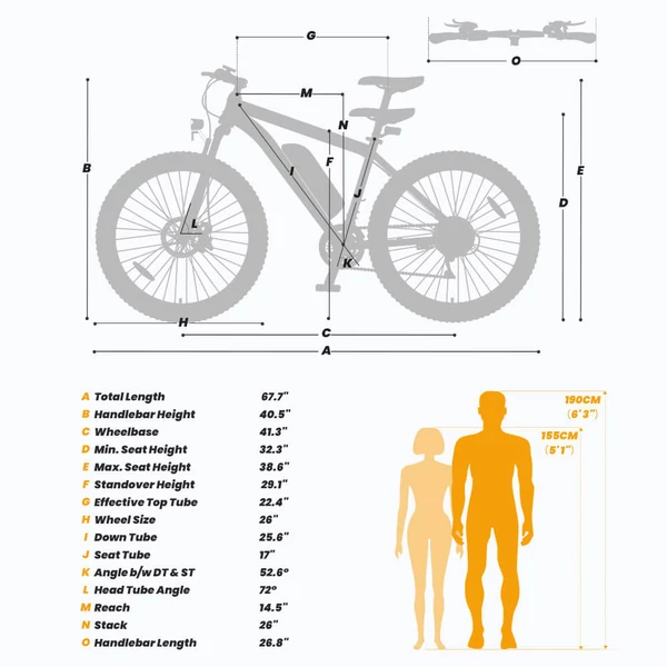 Touroll U1 26” elektromos MTB terepkerékpár, 250W motorral, 36V 13Ah kivehető akkumulátorral, 65 km hatótávval, Shimano 21 sebességgel - fekete