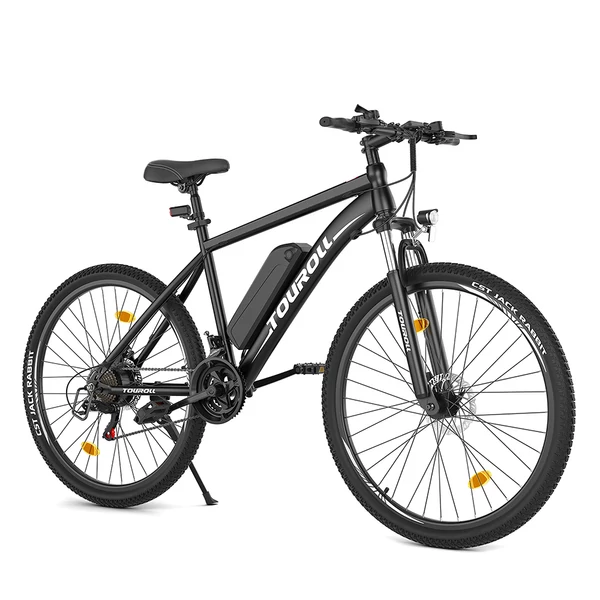 Touroll U1 26” elektromos MTB terepkerékpár, 250W motorral, 36V 13Ah kivehető akkumulátorral, 65 km hatótávval, Shimano 21 sebességgel - fekete