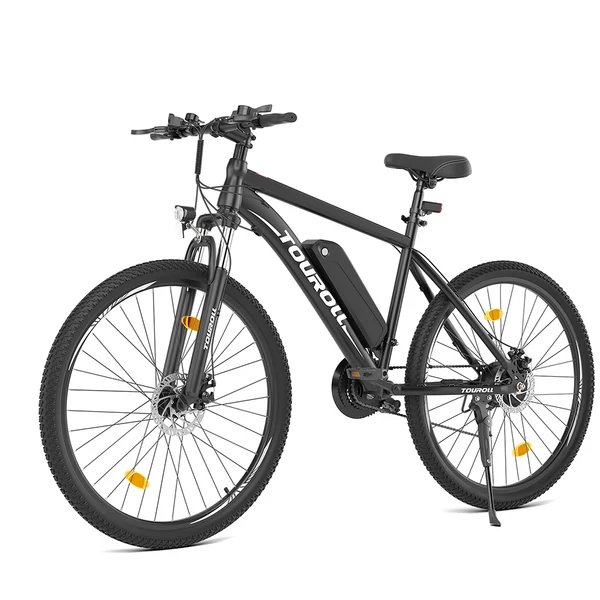Touroll U1 26” elektromos MTB terepkerékpár, 250W motorral, 36V 13Ah kivehető akkumulátorral, 65 km hatótávval, Shimano 21 sebességgel - fekete