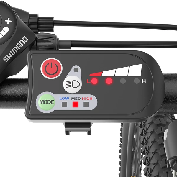 Touroll U1 26” elektromos MTB terepkerékpár, 250W motorral, 36V 13Ah kivehető akkumulátorral, 65 km hatótávval, Shimano 21 sebességgel - fekete
