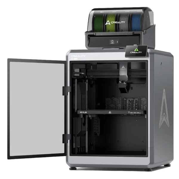 Creality K2 Plus Combo 3D nyomtató CFS-sel, 600 mm/s, több színű nyomtatás, Apus extruder, zárt hurkú motorok, fűtött kamra, 350x350x350 mm