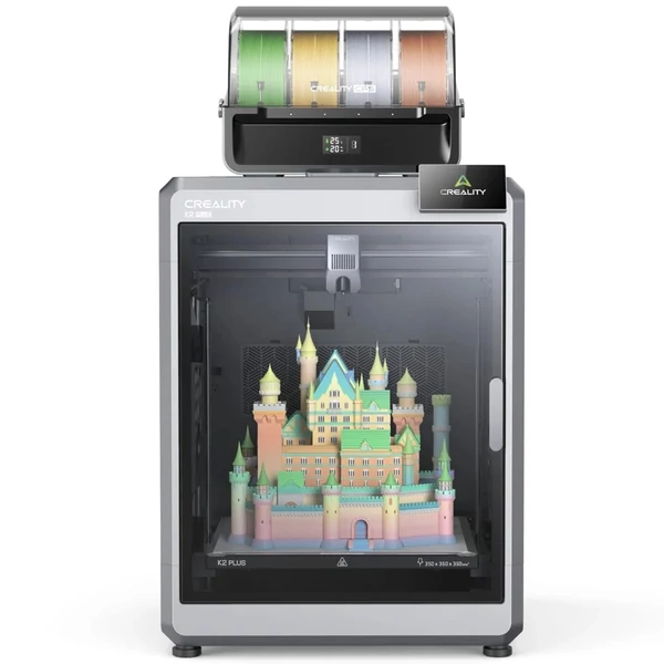 Creality K2 Plus Combo 3D nyomtató CFS-sel, 600 mm/s, több színű nyomtatás, Apus extruder, zárt hurkú motorok, fűtött kamra, 350x350x350 mm