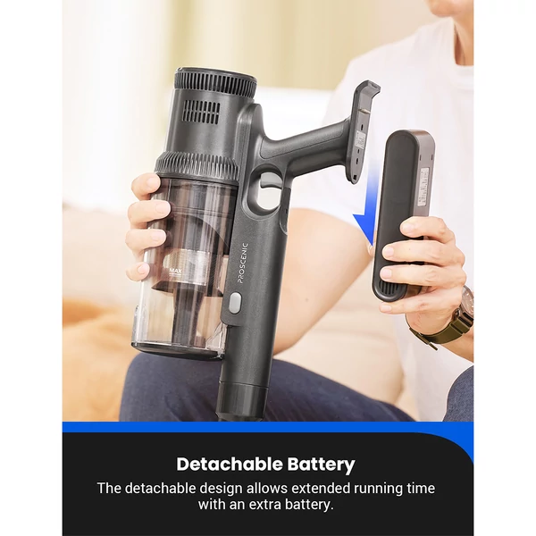 Proscenic P11 vezeték nélküli porszívó és felmosó, 35 kPa szívóerő, 0,65 L portartály, 5 lépcsős szűrés, 2000 mAh akku, 50 perc üzemidő