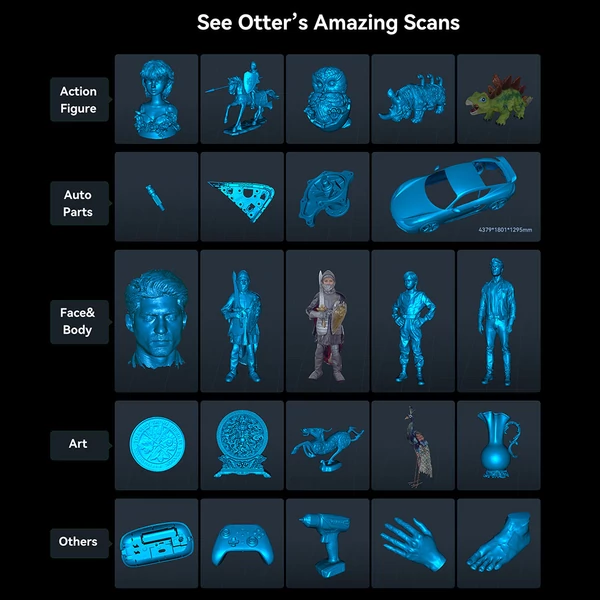 Creality CR Scan Otter 3D szkenner – 8 infravörös LED, 20fps sebesség, 0.02mm pontosság, 4-lencsés sztereó, 24 bites színes 3D szkennelés