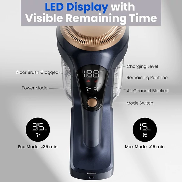 Proscenic P11 Lite vezeték nélküli porszívó, 28 kPa szívóerő, 35 perc üzemidő, LED kijelző, alacsony zaj, 180° forgatható fej, 550ml portartály