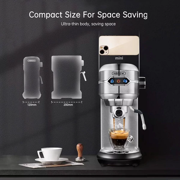 HiBREW H11 1450W eszpresszógép, 19 Bar félautomata kávéfőző otthoni és irodai használatra