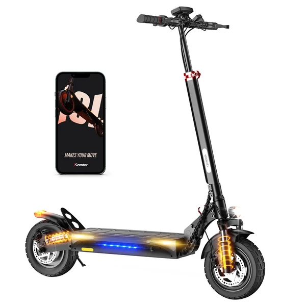 iScooter iX3 összecsukható elektromos roller, 10" légabroncs, 800W motor, 40 km/h sebesség, 40 km hatótáv, állítható kormány, app vezérlés - fekete