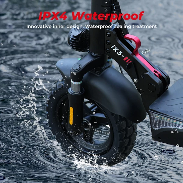 iScooter iX3 összecsukható elektromos roller, 10" légabroncs, 800W motor, 40 km/h sebesség, 40 km hatótáv, állítható kormány, app vezérlés - fekete
