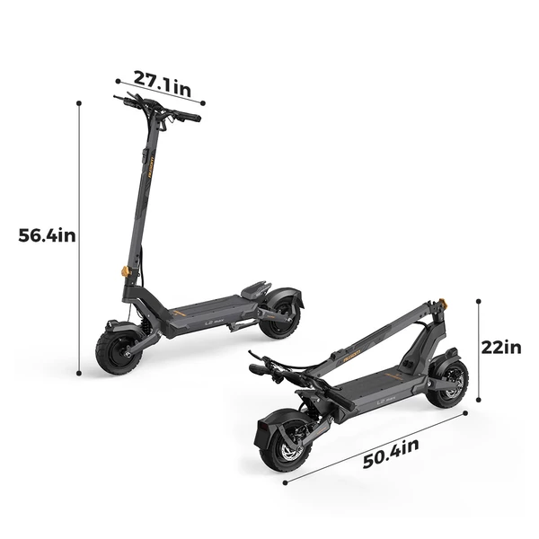 Ausom L2 Max elektromos roller, 2000W motor, 48V akkumulátor, 65 km/h sebesség, 90 km hatótáv, lengőkaros felfüggesztés, AirTag tartó
