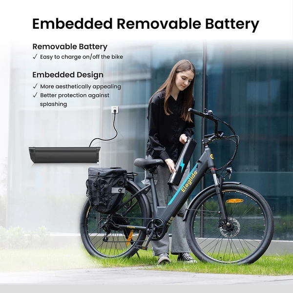 Eleglide T2 elektromos kerékpár, 250W motor, 36V 13Ah akkumulátor, 100 km hatótáv, 25 km/h sebesség, hidraulikus fék, Shimano 7 fokozat