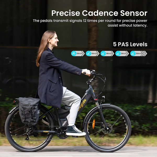 Eleglide T2 elektromos kerékpár, 250W motor, 36V 13Ah akkumulátor, 100 km hatótáv, 25 km/h sebesség, hidraulikus fék, Shimano 7 fokozat