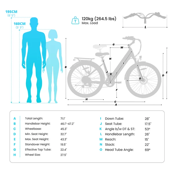 Eleglide T2 elektromos kerékpár, 250W motor, 36V 13Ah akkumulátor, 100 km hatótáv, 25 km/h sebesség, hidraulikus fék, Shimano 7 fokozat