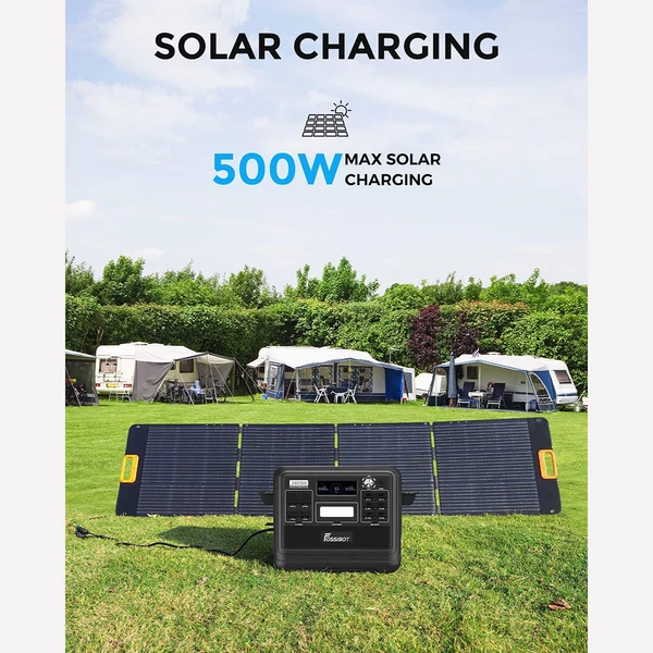 FOSSiBOT F2400 hordozható erőmű + SP200 200W napelemes panel, 2048Wh LiFePO4 akkumulátor, 2400W napenergia generátor, gyors töltés 1,5 óra