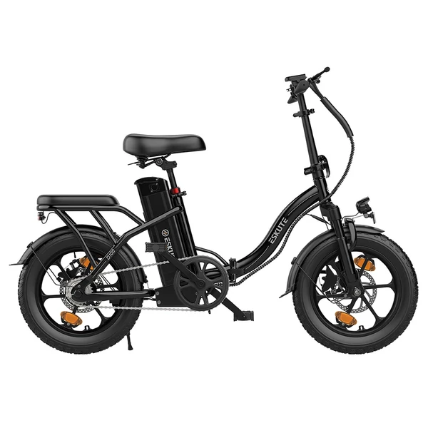 ESKUTE D100 összecsukható elektromos kerékpár 250W motorral, 100 km hatótávval, 25 km/h sebességgel, 16” kerekekkel - fekete