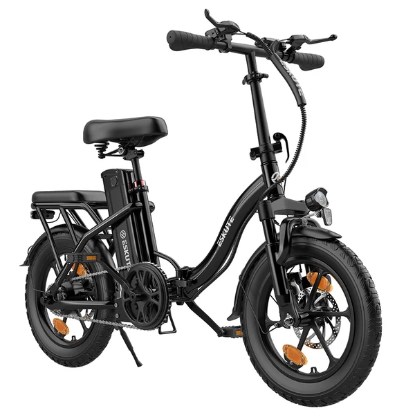 ESKUTE D100 összecsukható elektromos kerékpár 250W motorral, 100 km hatótávval, 25 km/h sebességgel, 16” kerekekkel - fekete