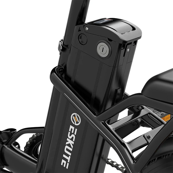 ESKUTE D100 összecsukható elektromos kerékpár 250W motorral, 100 km hatótávval, 25 km/h sebességgel, 16” kerekekkel - fekete