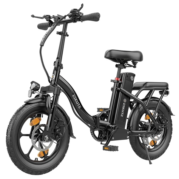 ESKUTE D100 összecsukható elektromos kerékpár 250W motorral, 100 km hatótávval, 25 km/h sebességgel, 16” kerekekkel - fekete