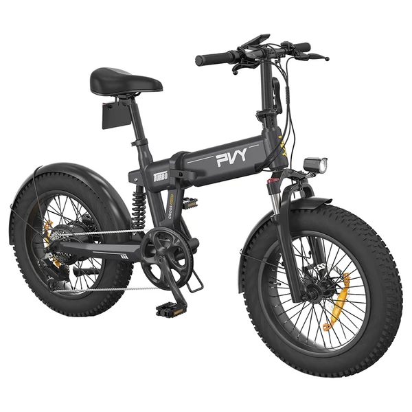 PVY Turbo elektromos kerékpár 250W motorral, 48V 13Ah akkumulátorral, 20x4.0 zsíros gumikkal, 100 km hatótávval és Shimano 7 sebességgel