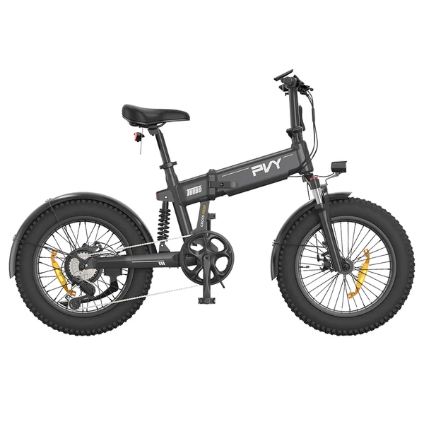 PVY Turbo elektromos kerékpár 250W motorral, 48V 13Ah akkumulátorral, 20x4.0 zsíros gumikkal, 100 km hatótávval és Shimano 7 sebességgel