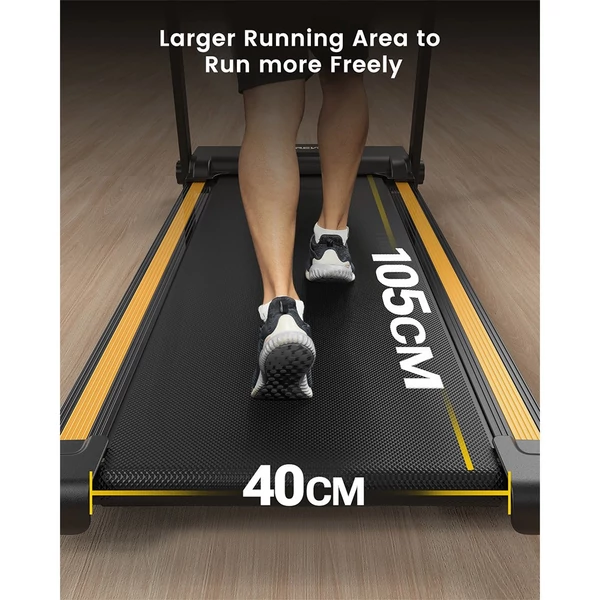 UREVO URTM006 összecsukható mini futópad, 10 km/h sebesség, 105×40 cm felület, 100 kg teherbírás, 12 HIIT program