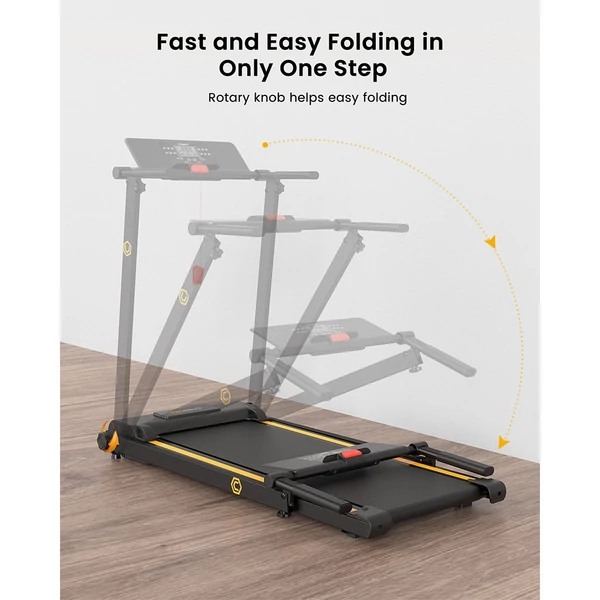 UREVO URTM006 összecsukható mini futópad, 10 km/h sebesség, 105×40 cm felület, 100 kg teherbírás, 12 HIIT program