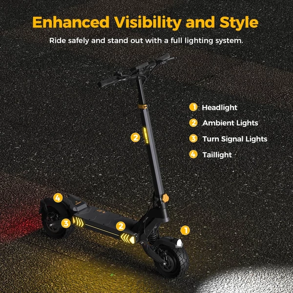 Ausom L2 elektromos roller, 2×800W motorral, 48V 15,6Ah akkumulátor, 10" kerék, 55 km/h, 70 km hatótáv, tárcsafék, lengőkar felfüggesztés, LCD kijelző