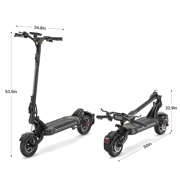 Ausom SR1 elektromos roller, 2×1000W motor, 52V 20,8Ah akkumulátor, 65 km/h, 95 km hatótáv, hidraulikus fék, lengőkaros felfüggesztés