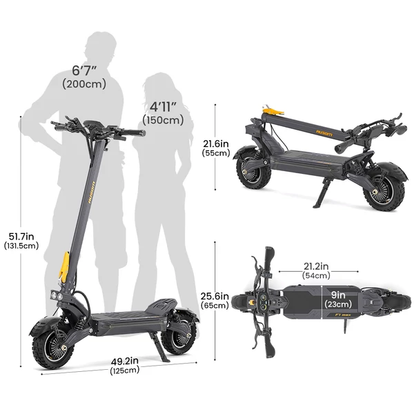 Ausom F1 Max elektromos roller, 2×1400W motorral, 60V 20.8Ah akkumulátorral, 72 km/h sebesség, 100 km hatótáv, hidraulikus fékek, NFC & kódzár