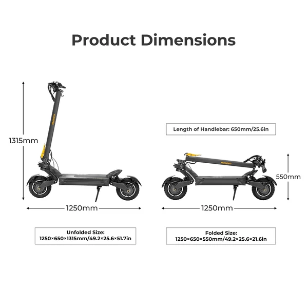 Ausom F1 Max elektromos roller, 2×1400W motorral, 60V 20.8Ah akkumulátorral, 72 km/h sebesség, 100 km hatótáv, hidraulikus fékek, NFC & kódzár