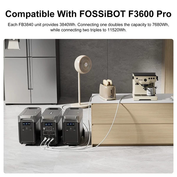 FOSSiBOT FB3840 bővítő akkumulátor, 3840Wh LiFePO4 akkucsomag F3600 Pro generátorhoz