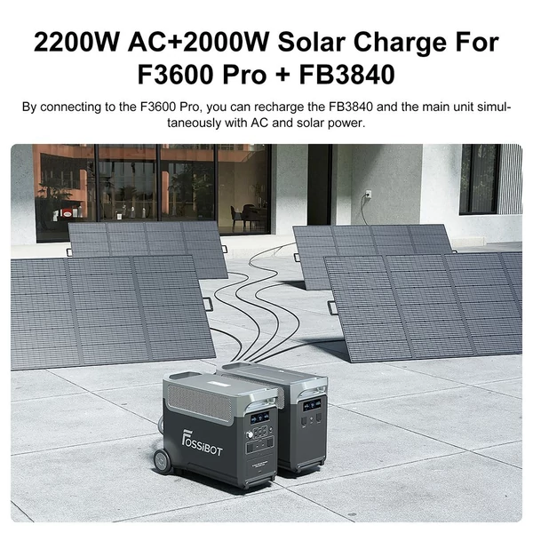 FOSSiBOT FB3840 bővítő akkumulátor, 3840Wh LiFePO4 akkucsomag F3600 Pro generátorhoz