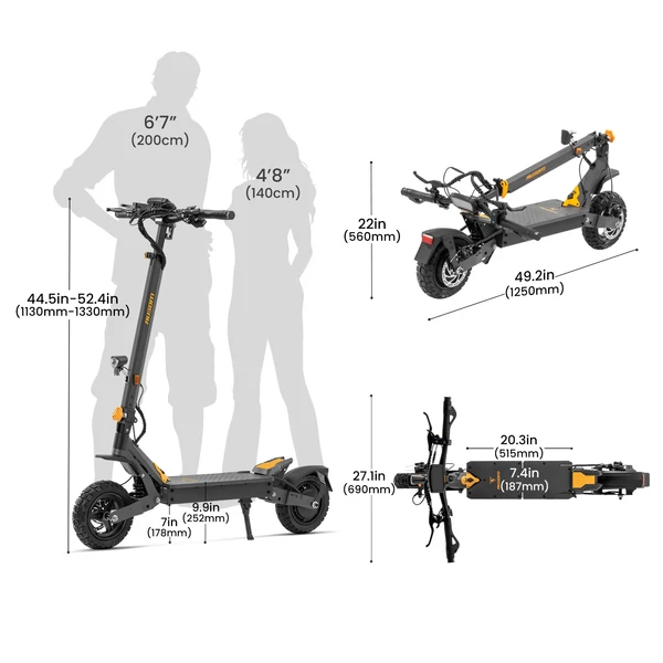 Ausom L1 elektromos roller, 500W motor, 48V 15.6Ah akkumulátor, 70km hatótáv, ABE minősítés, 10" kerék, lengőkar felfüggesztés, NFC zár