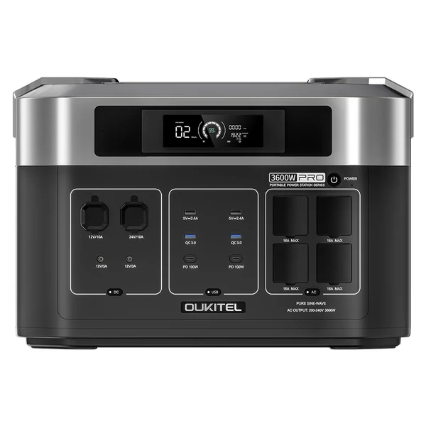 OUKITEL BP2000 Pro hordozható erőmű, 2048–16384Wh LiFePO4 akkumulátor, 3600W AC kimenet, 2000W UPS <10ms, okosapp vezérlés