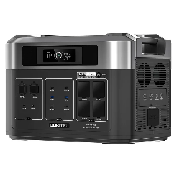 OUKITEL BP2000 Pro hordozható erőmű, 2048–16384Wh LiFePO4 akkumulátor, 3600W AC kimenet, 2000W UPS <10ms, okosapp vezérlés