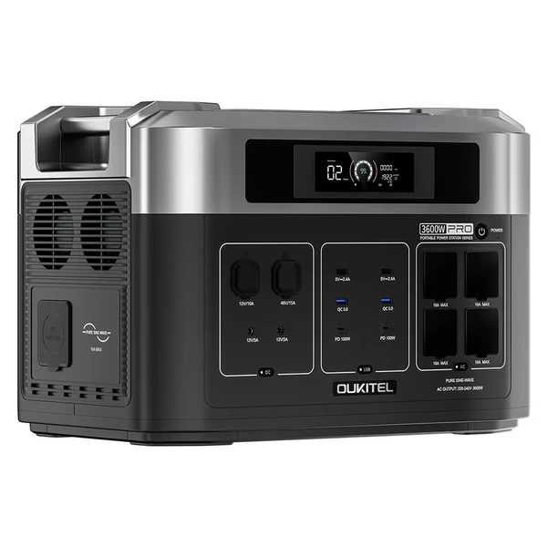 OUKITEL BP2000 Pro hordozható erőmű, 2048–16384Wh LiFePO4 akkumulátor, 3600W AC kimenet, 2000W UPS <10ms, okosapp vezérlés