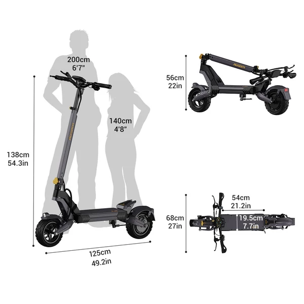 Ausom L2 elektromos roller, 800W motor, 48V 15.6Ah akkumulátor, 10” kerék, 45km/h, 70km hatótáv, dupla tárcsafék, lengőkaros felfüggesztés, LCD kijelző