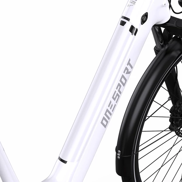 ONESPORT OT07 elektromos kerékpár 250W BAFANG motorral, 36V 14Ah akkumulátorral, 27.5” kerekekkel, 110 km hatótávval, SHIMANO 7-sebesség - fehér