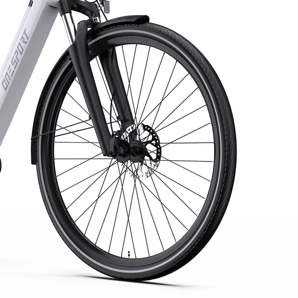 ONESPORT OT07 elektromos kerékpár 250W BAFANG motorral, 36V 14Ah akkumulátorral, 27.5” kerekekkel, 110 km hatótávval, SHIMANO 7-sebesség - fehér