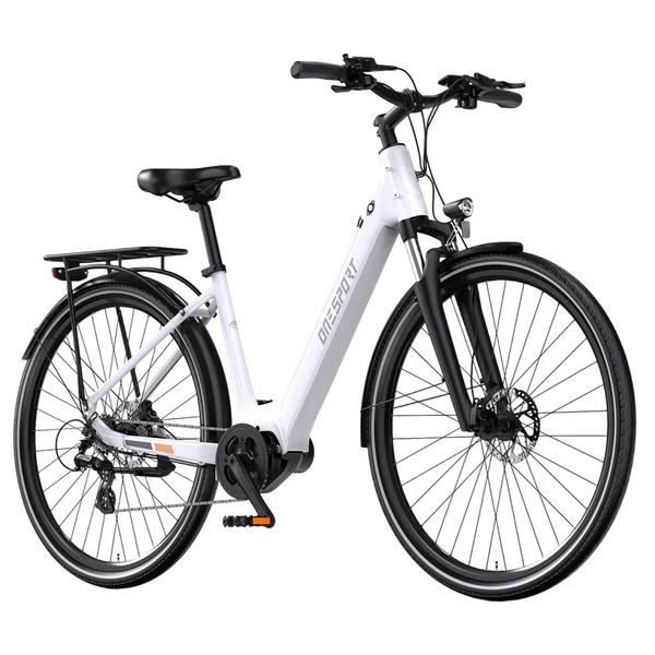 ONESPORT OT07 elektromos kerékpár 250W BAFANG motorral, 36V 14Ah akkumulátorral, 27.5” kerekekkel, 110 km hatótávval, SHIMANO 7-sebesség - fehér