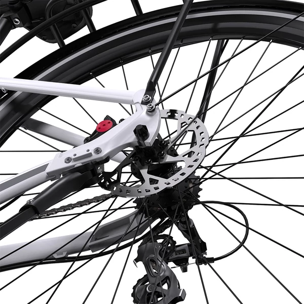 ONESPORT OT07 elektromos kerékpár 250W BAFANG motorral, 36V 14Ah akkumulátorral, 27.5” kerekekkel, 110 km hatótávval, SHIMANO 7-sebesség - fehér