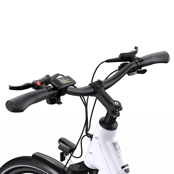 ONESPORT OT07 elektromos kerékpár 250W BAFANG motorral, 36V 14Ah akkumulátorral, 27.5” kerekekkel, 110 km hatótávval, SHIMANO 7-sebesség - fehér