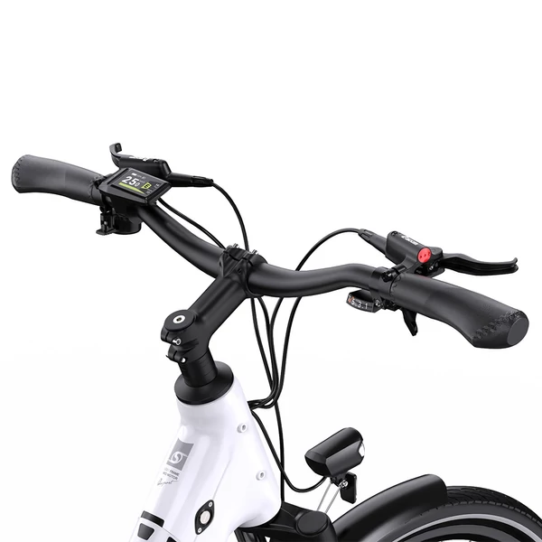ONESPORT OT07 elektromos kerékpár 250W BAFANG motorral, 36V 14Ah akkumulátorral, 27.5” kerekekkel, 110 km hatótávval, SHIMANO 7-sebesség - fehér