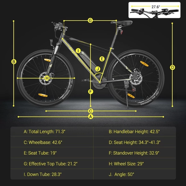Eleglide Mopride 1 Plus 29" elektromos kerékpár 250W motorral, 100 km hatótávval, Shimano 21 fokozat, APP - fekete