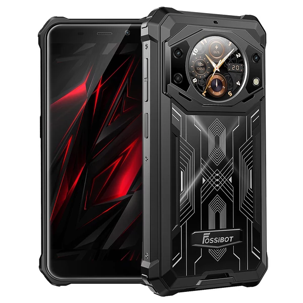 FOSSiBOT F101 PRO strapabíró okostelefon 8GB+128GB, AI tripla kamera, 10600mAh akku, Android 13, NFC - fekete