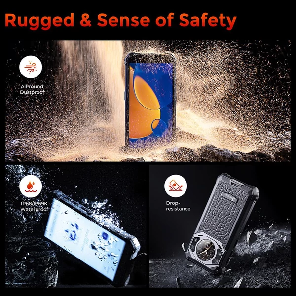 FOSSiBOT F101 PRO strapabíró okostelefon 8GB+128GB, AI tripla kamera, 10600mAh akku, Android 13, NFC - fekete